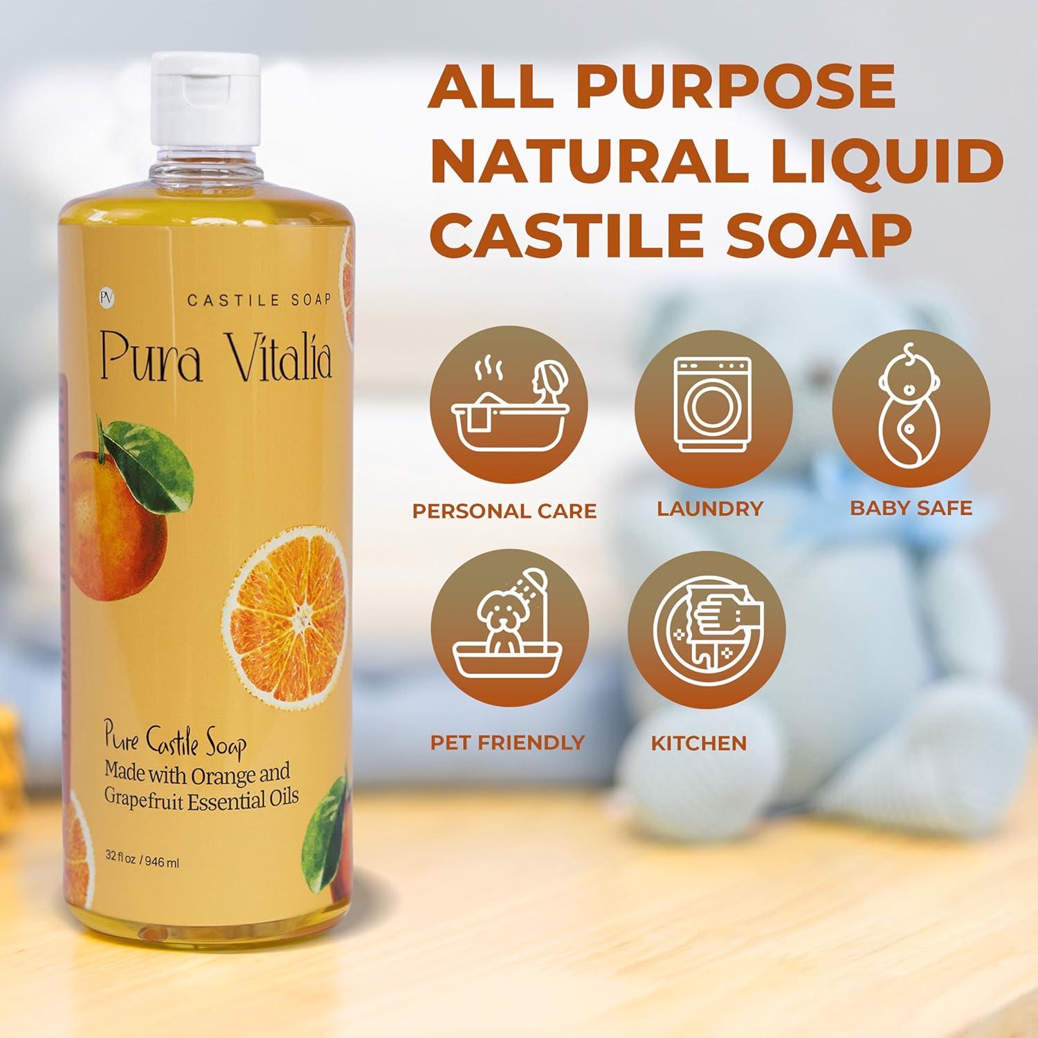 Jabón de Castile Pura Vitalia 32 oz Cítricos Orgánico