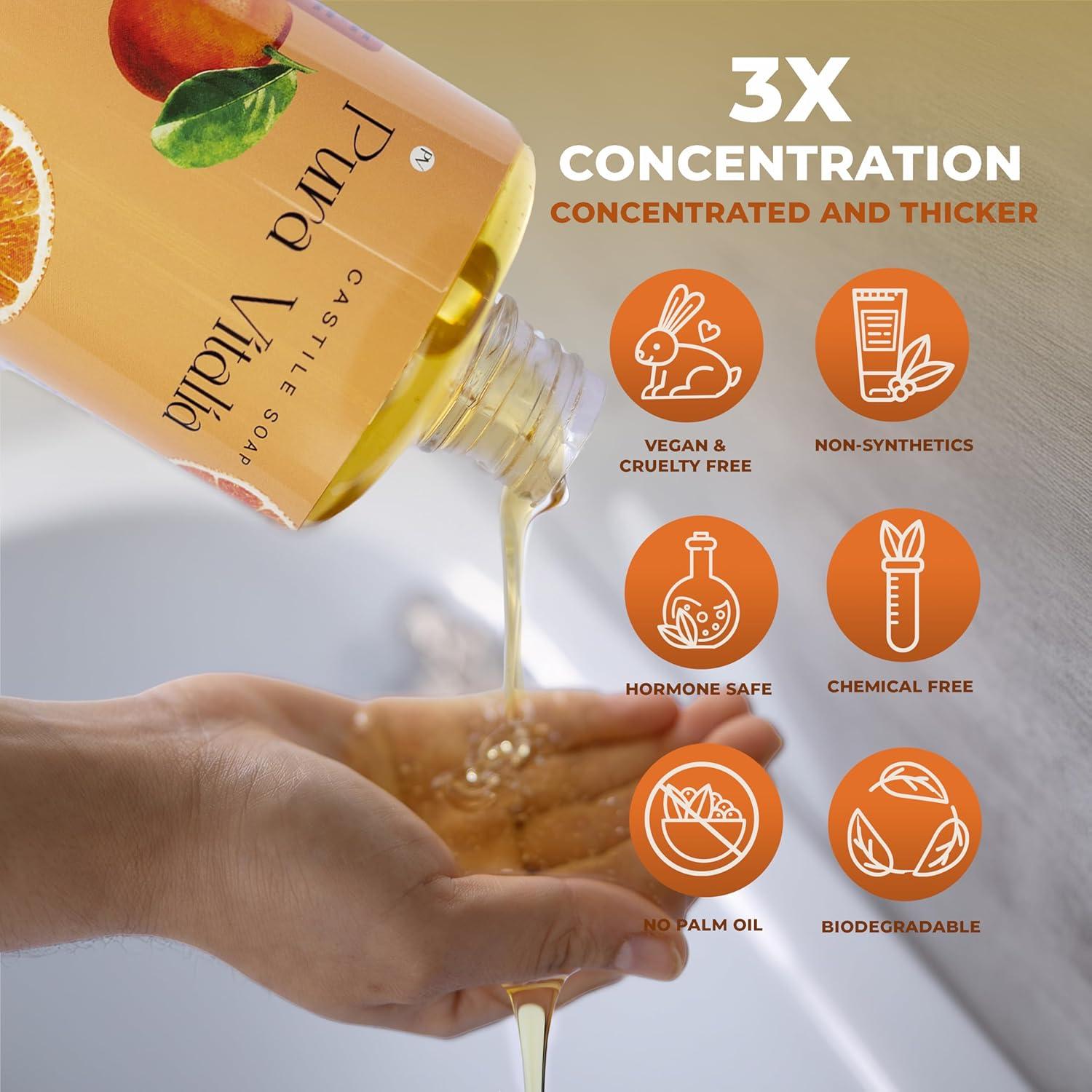 Jabón de Castile Pura Vitalia 32 oz Cítricos Orgánico