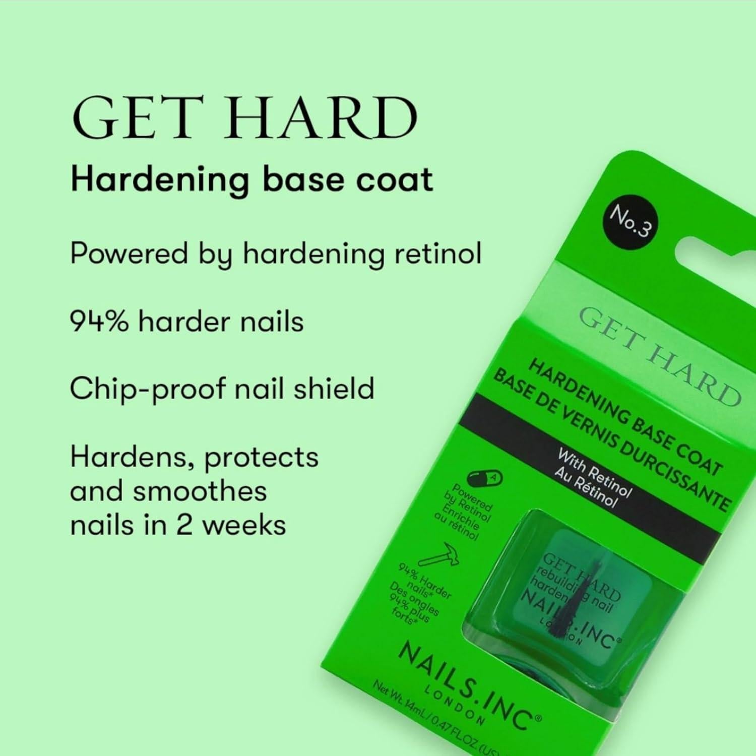 Base Coat Endurecedor Nails Inc Get Hard 13.93 ml Vegano