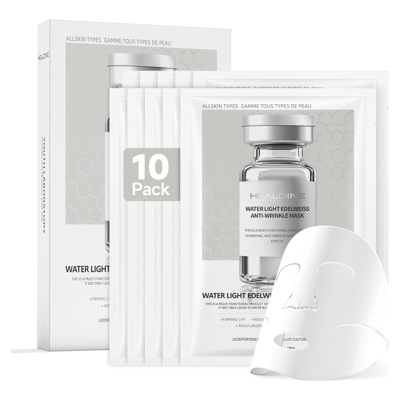 Mascarilla Facial de Colágeno HEALOINE - 10 Paquetes Hidratantes