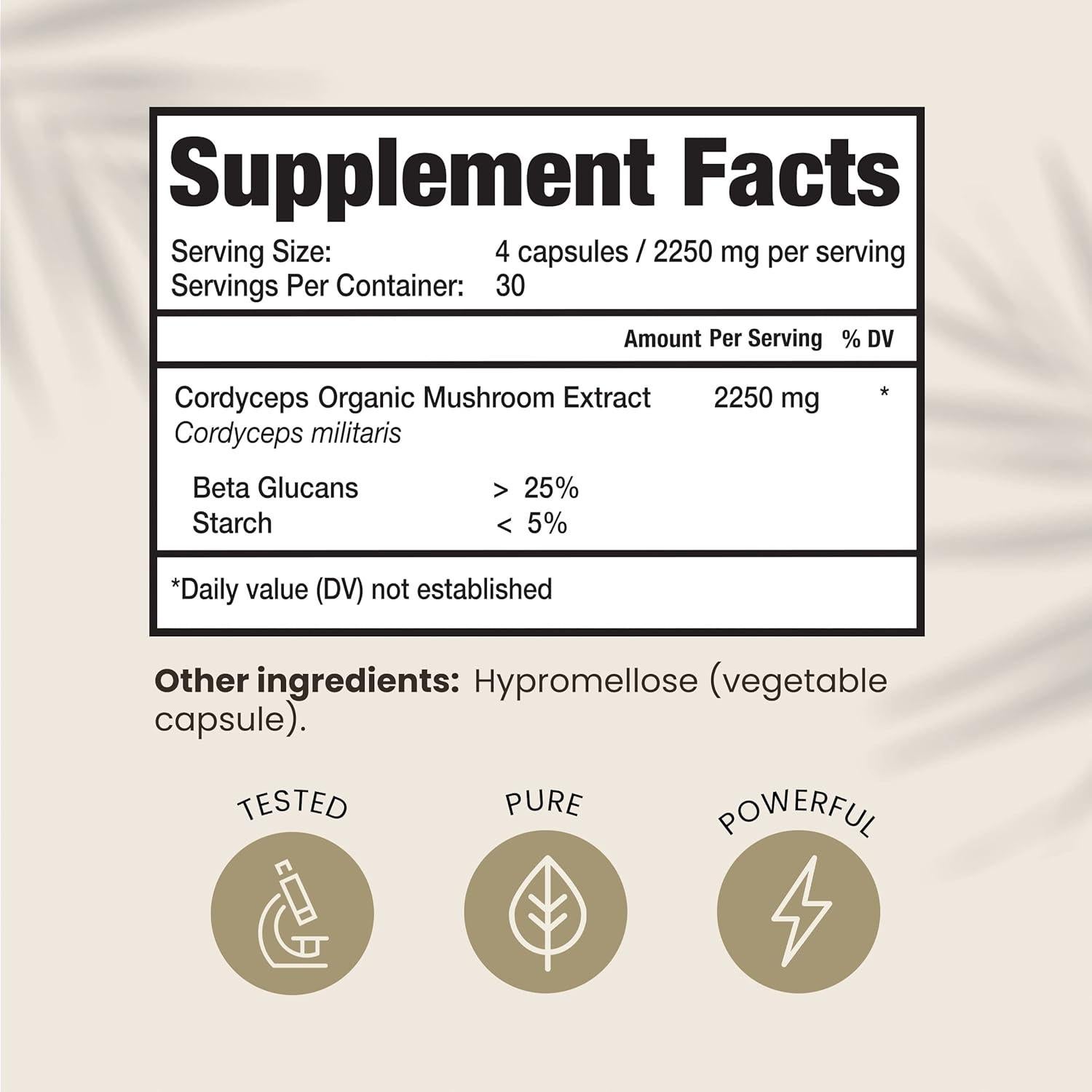 Suplemento de Cordyceps Orgánico HPD Rx 2250 mg 120 Cápsulas