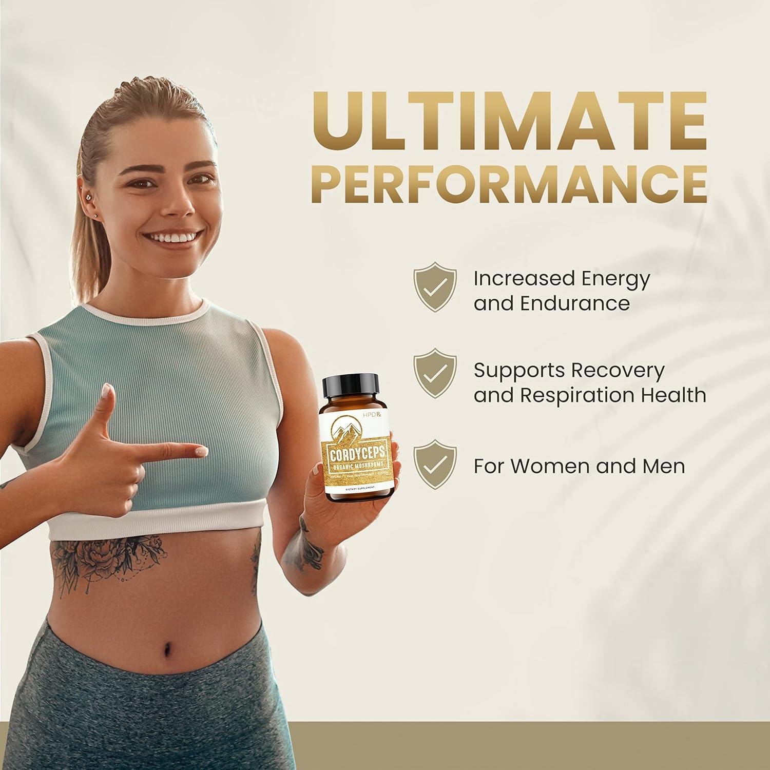 Suplemento de Cordyceps Orgánico HPD Rx 2250 mg 120 Cápsulas