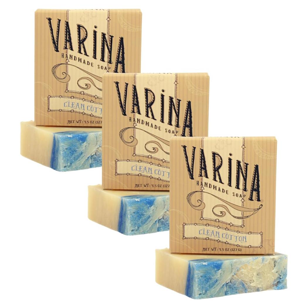 Jabón de Barra Algodón Limpio Varina - Paquete de 3 x 127g