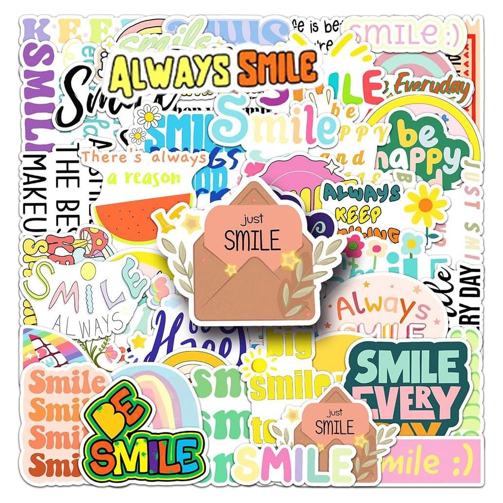 Pegatinas Sonrientes LIFEPAL 51 Pcs Vinilo PVC Impermeables