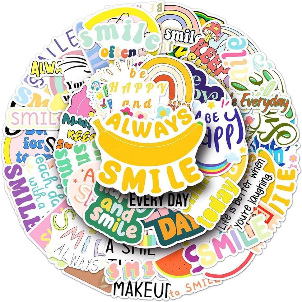 Pegatinas Sonrientes LIFEPAL 51 Pcs Vinilo PVC Impermeables