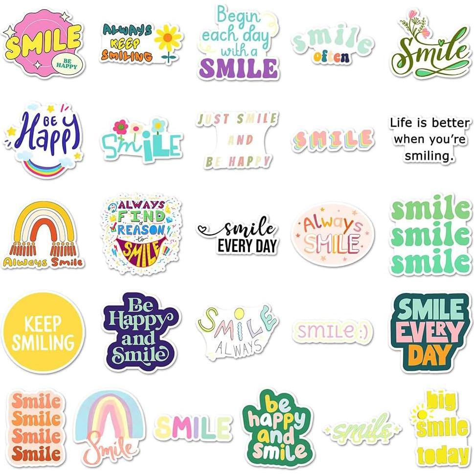 Pegatinas Sonrientes LIFEPAL 51 Pcs Vinilo PVC Impermeables