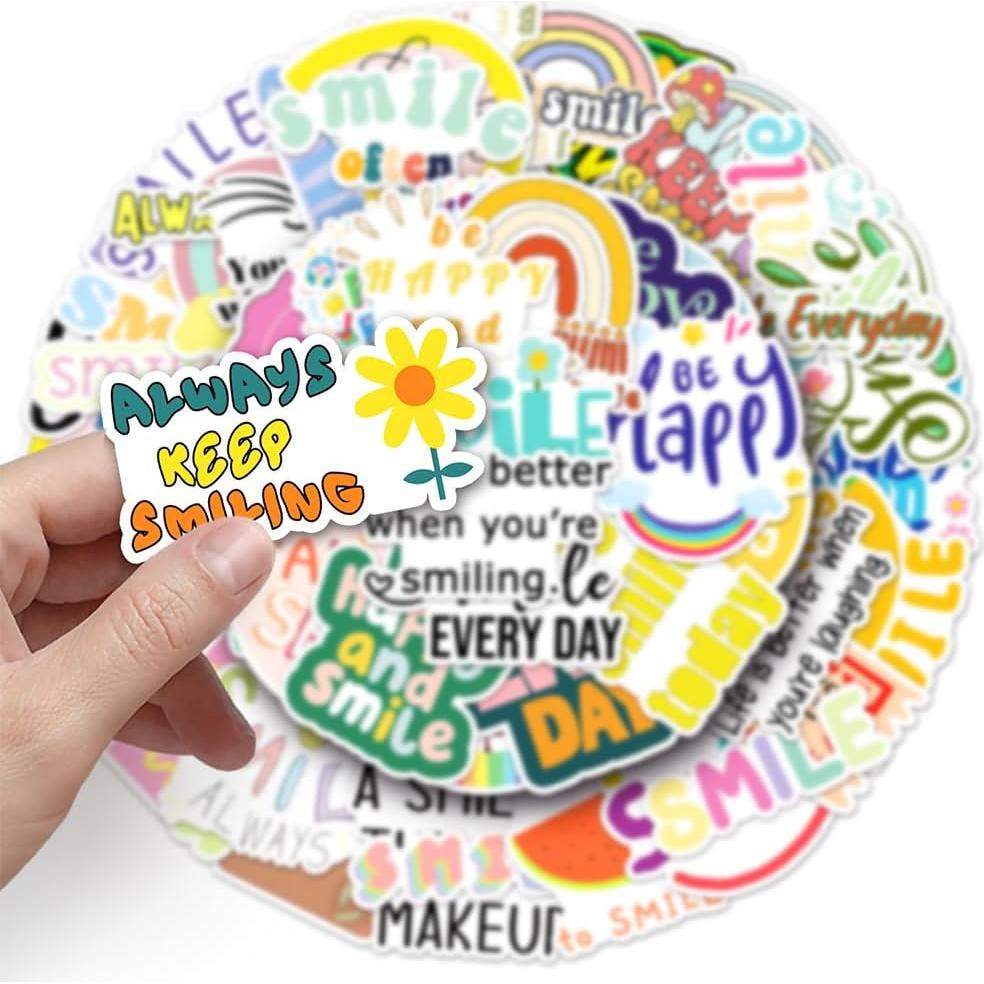 Pegatinas Sonrientes LIFEPAL 51 Pcs Vinilo PVC Impermeables