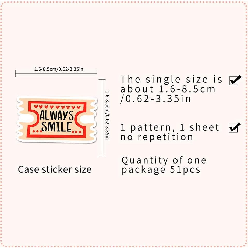 Pegatinas Sonrientes LIFEPAL 51 Pcs Vinilo PVC Impermeables