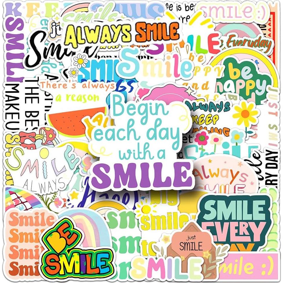 Pegatinas Sonrientes LIFEPAL 51 Pcs Vinilo PVC Impermeables