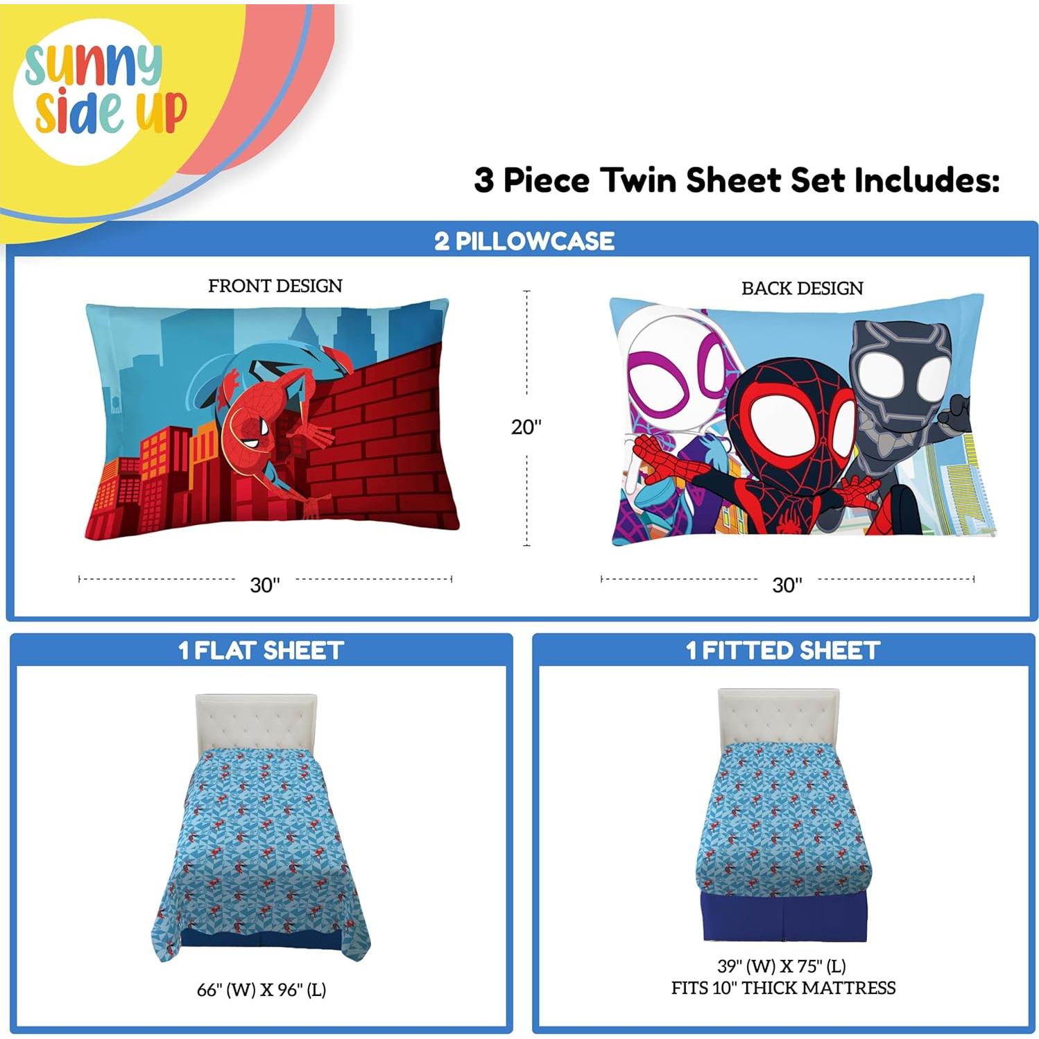 Juego de Sábanas Spiderman Sunny Side Up 3 Piezas Cama Individual