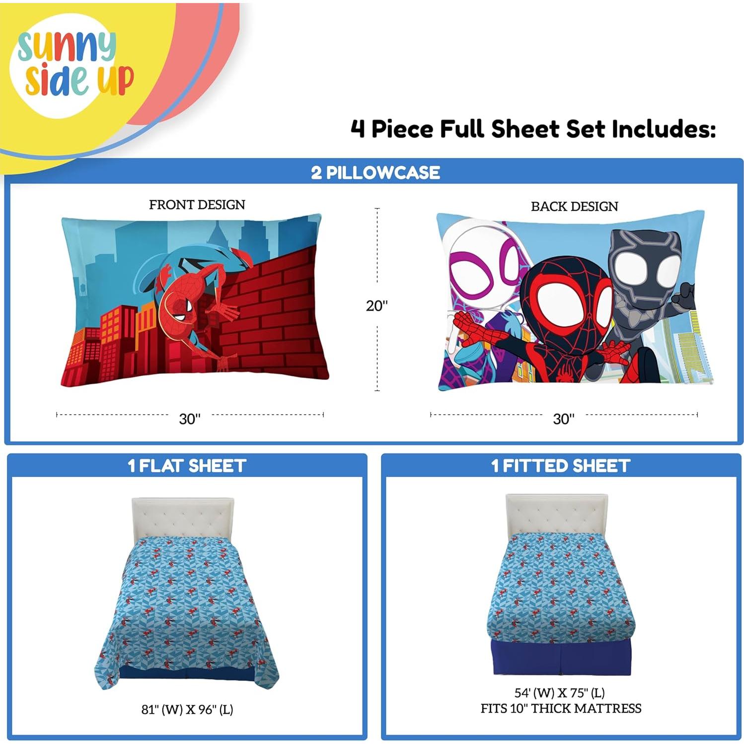 Juego de Sábanas Completo Sunny Side Up Spiderman 4 Piezas