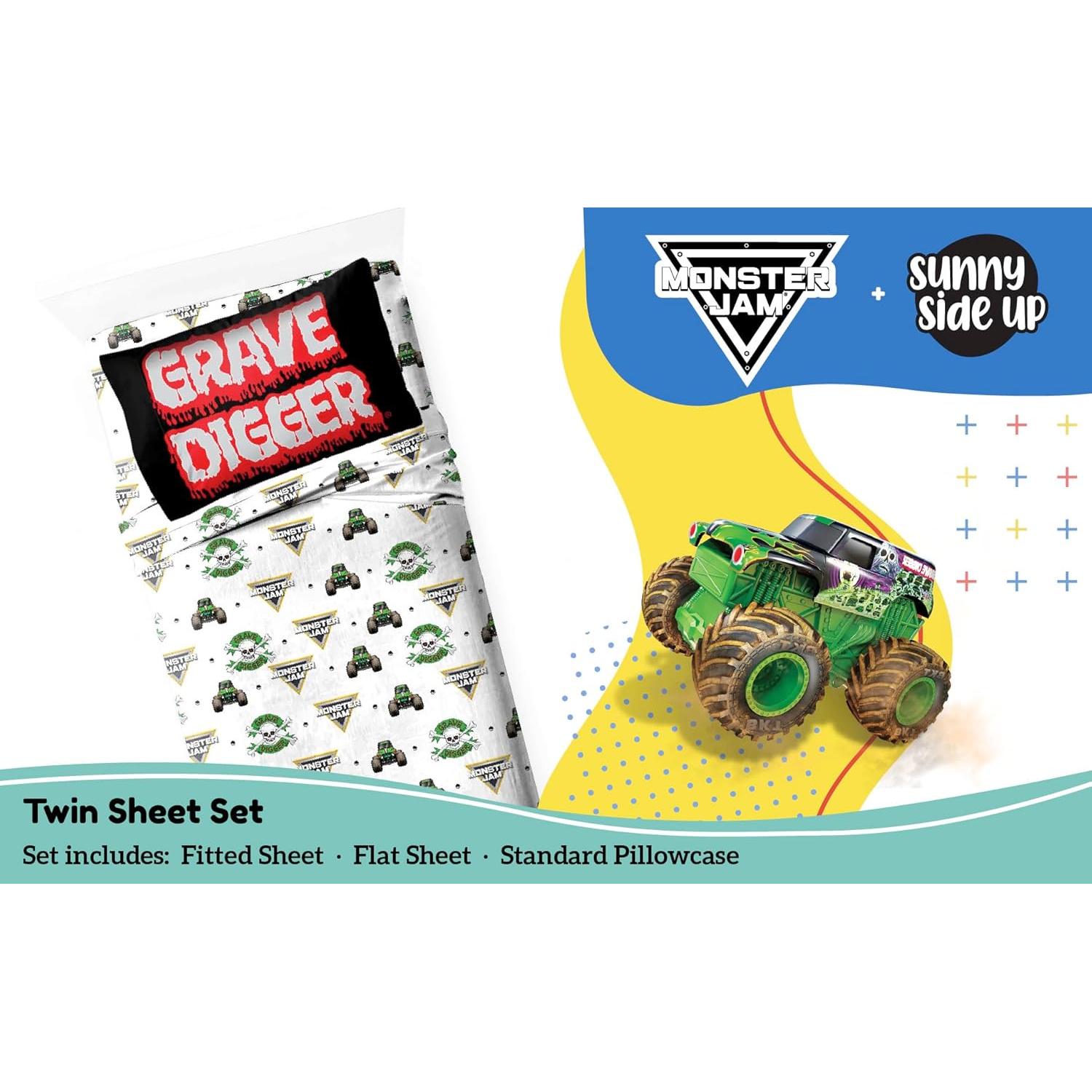 Conjunto de Sábanas Twin Sunny Side Up Monster Jam 3 Piezas