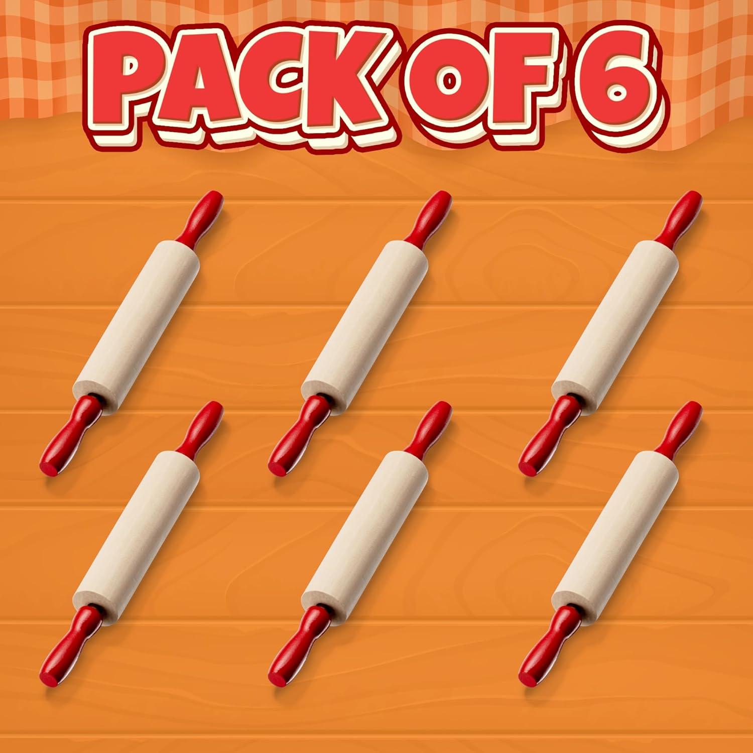 Mini Rodillos de Madera Bedwina - Paquete de 6, 19 cm