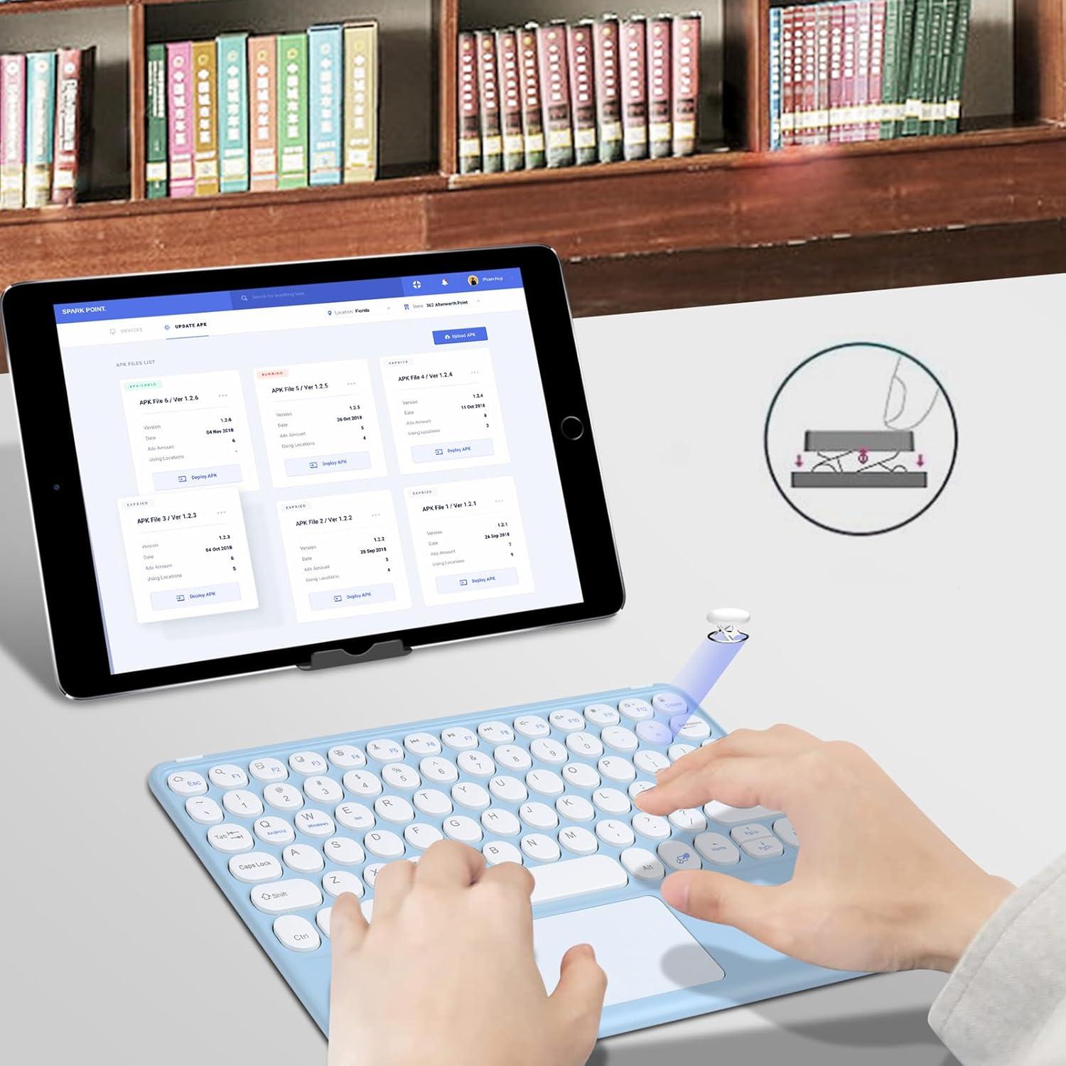 Teclado Bluetooth Dtobhars Ultra Delgado con Trackpad Azul