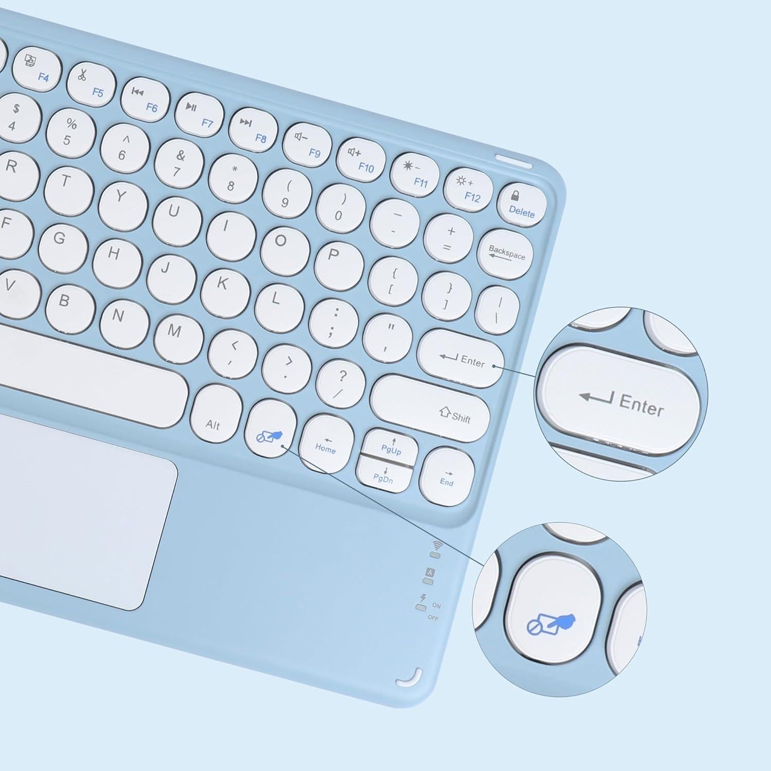 Teclado Bluetooth Dtobhars Ultra Delgado con Trackpad Azul