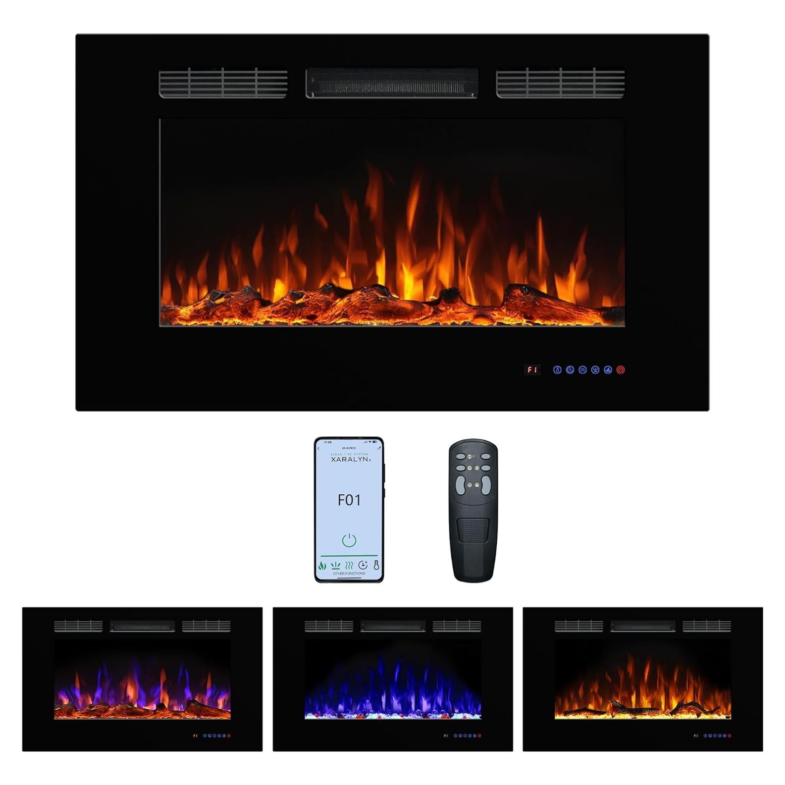 Chimenea Eléctrica Dreamflame 91cm, 1500W, Multicolor, Control Remoto