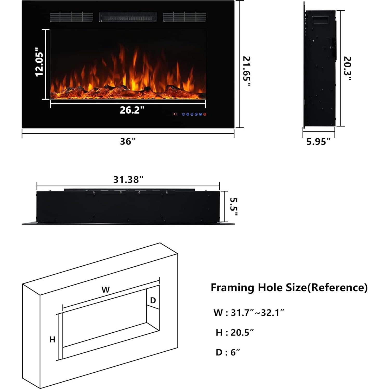 Chimenea Eléctrica Dreamflame 91cm, 1500W, Multicolor, Control Remoto