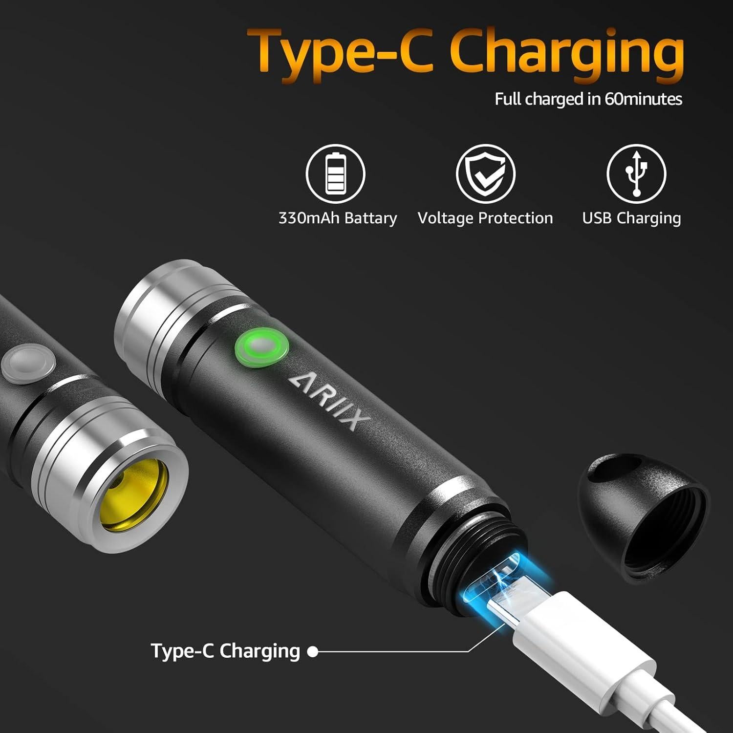 Linterna LED Mini EDC ARIIX Bullet A1 650 Lúmenes Recargable