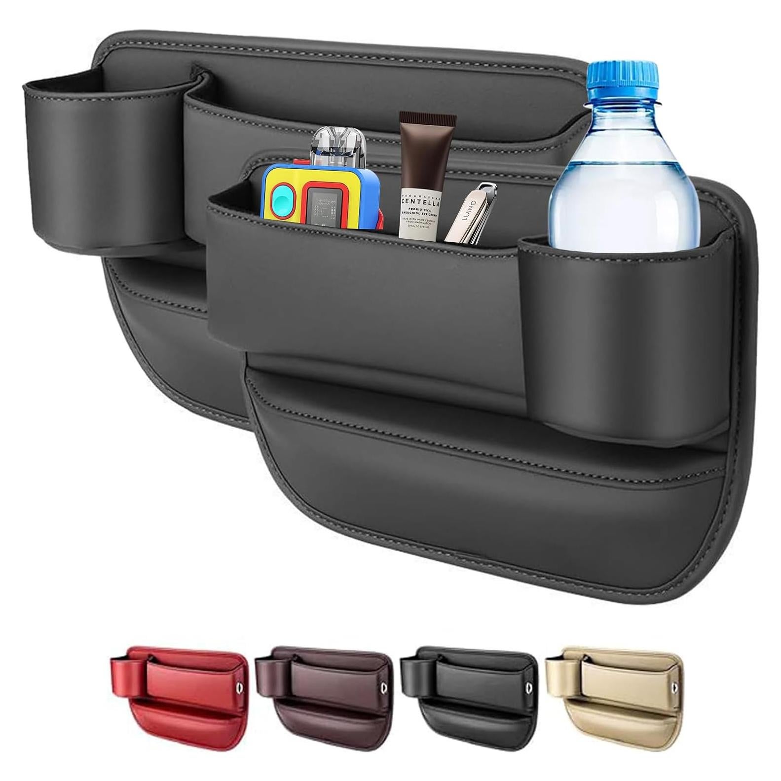 Organizador de espacio entre asientos LINPING - Cuero Negro 30x20x8cm