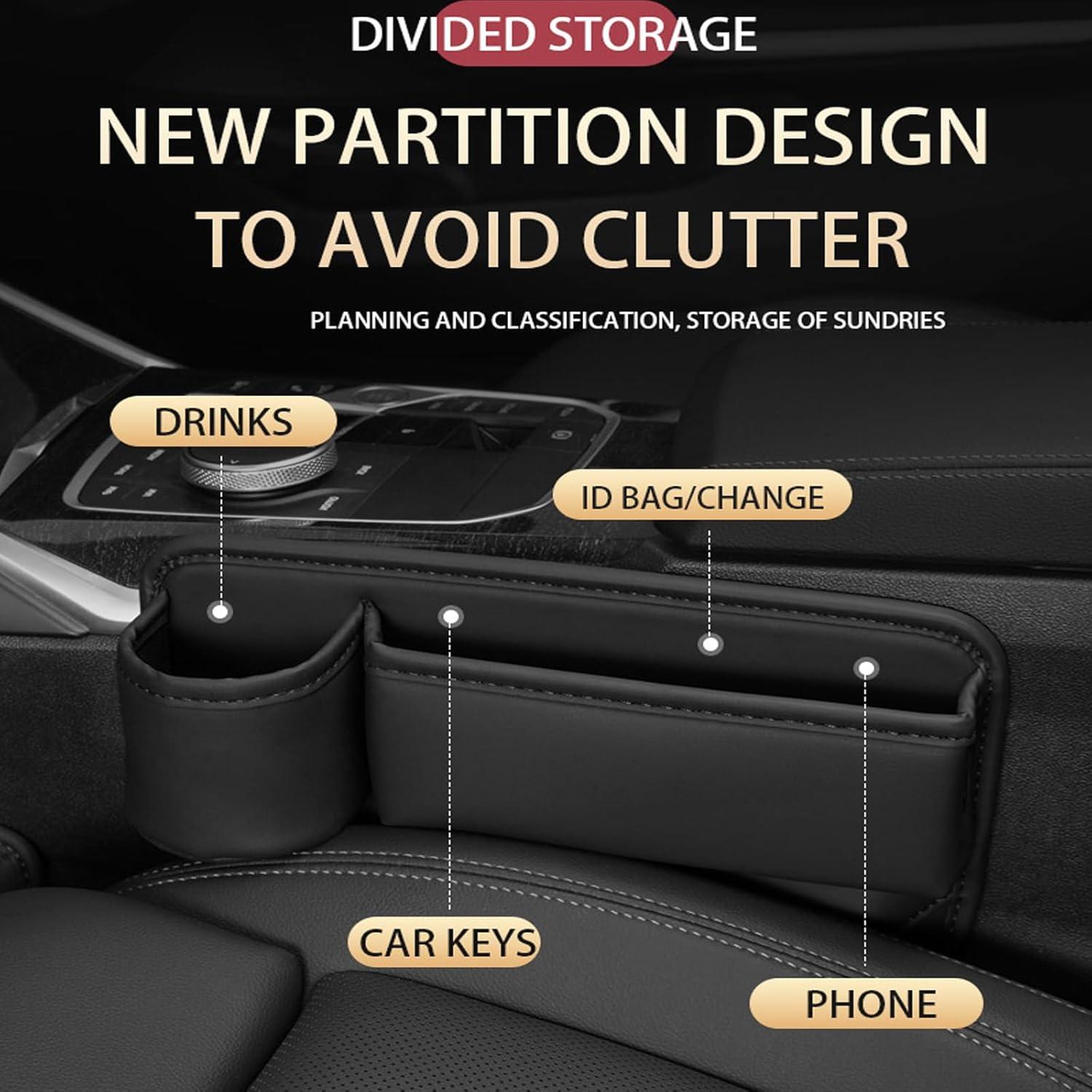 Organizador de espacio entre asientos LINPING - Cuero Negro 30x20x8cm