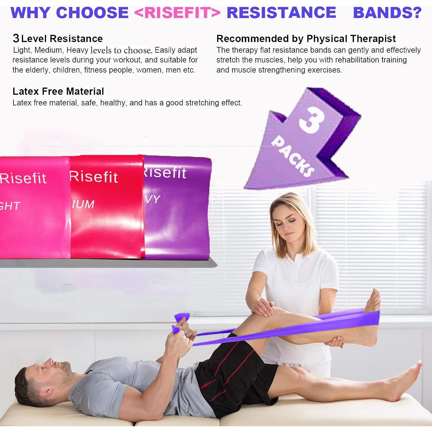 Juego de Bandas de Resistencia Risefit 3 Niveles Sin Látex 1.52m