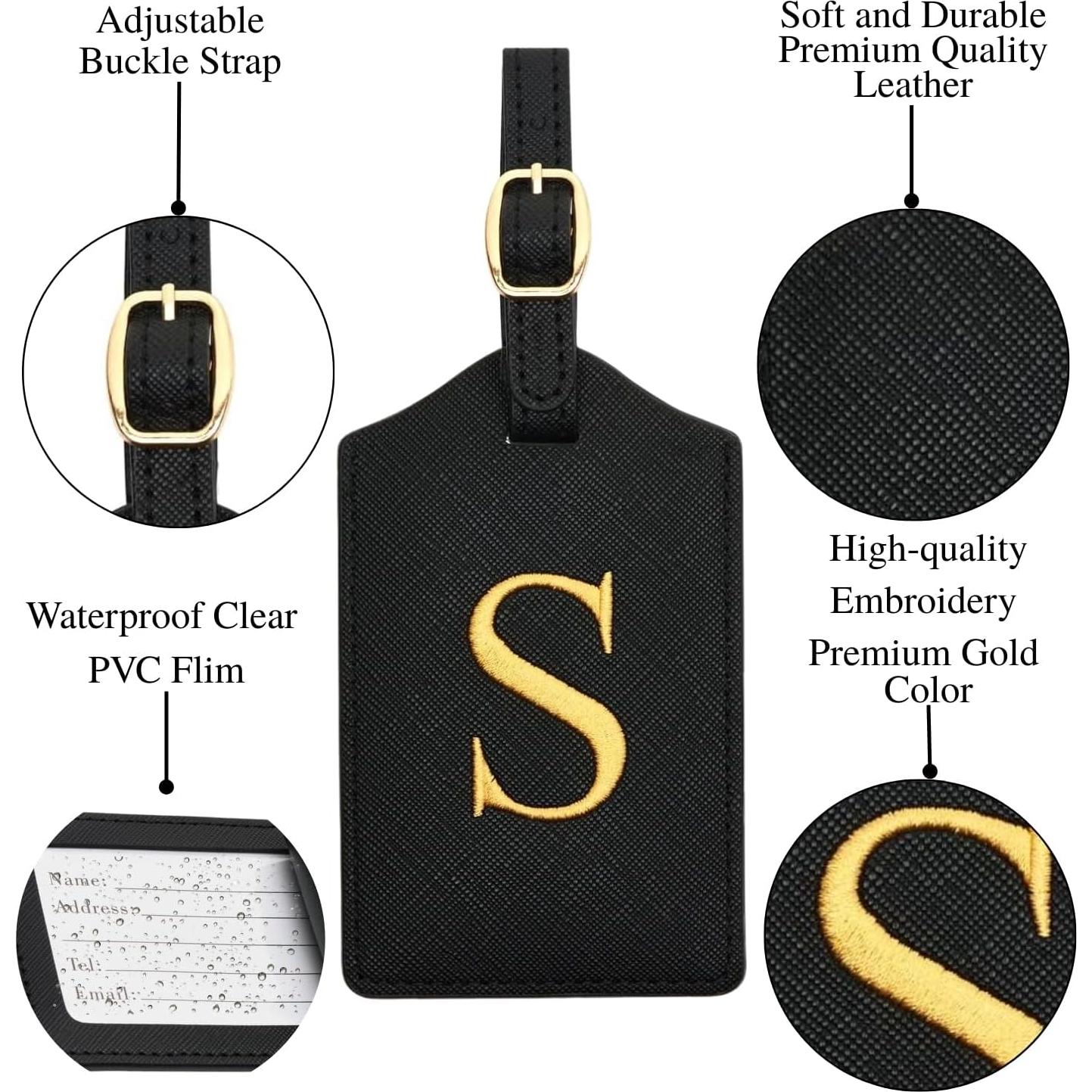 Etiqueta de Equipaje de Cuero PU CHOIEO con Iniciales Bordadas