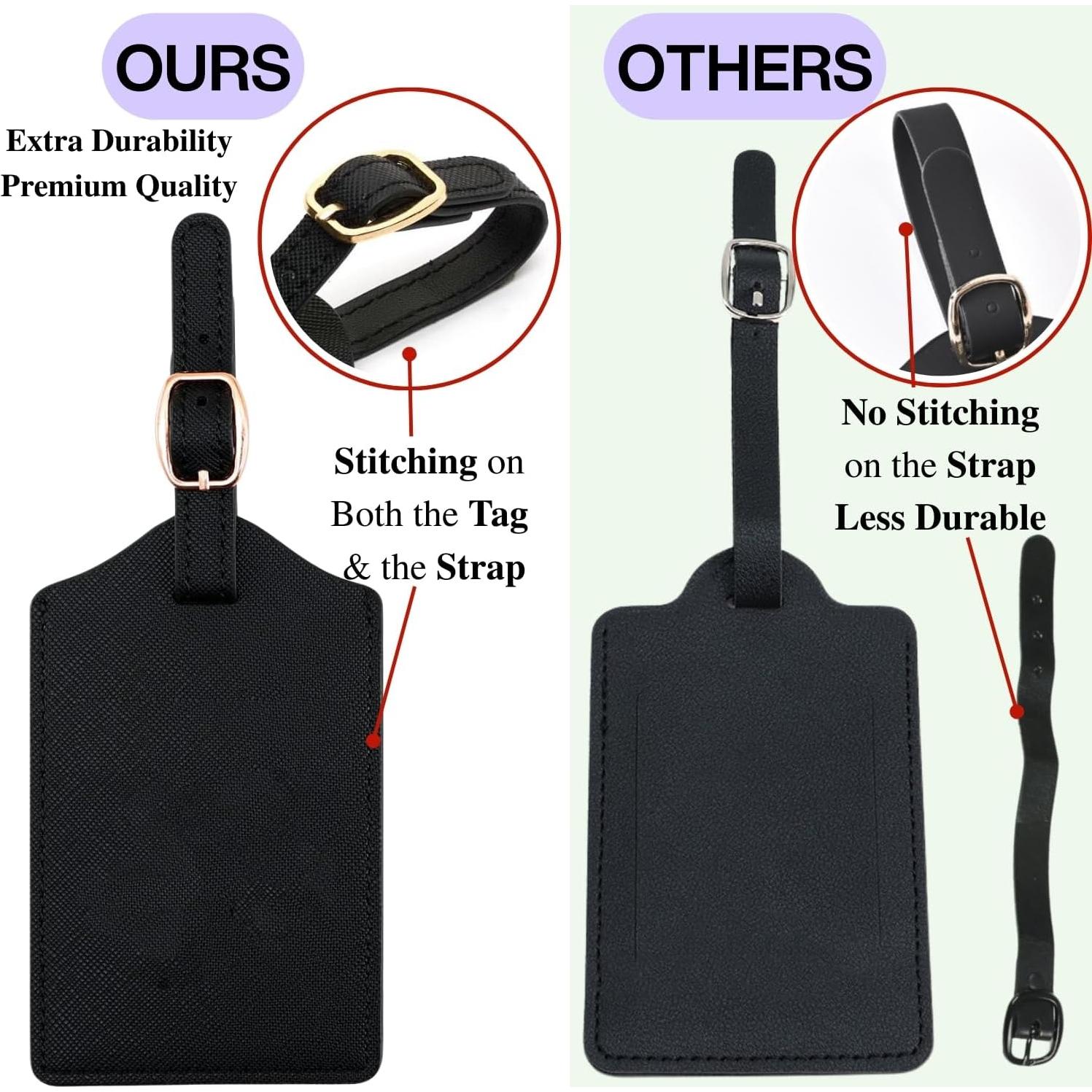 Etiqueta de Equipaje de Cuero PU CHOIEO con Iniciales Bordadas