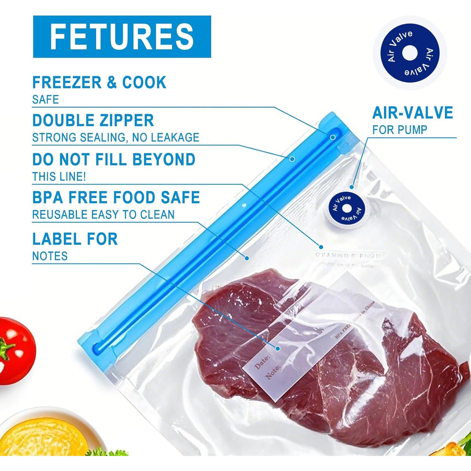 Bolsas Sous Vide Reutilizables MEGAWISE 45Pcs 25.4x27.9cm