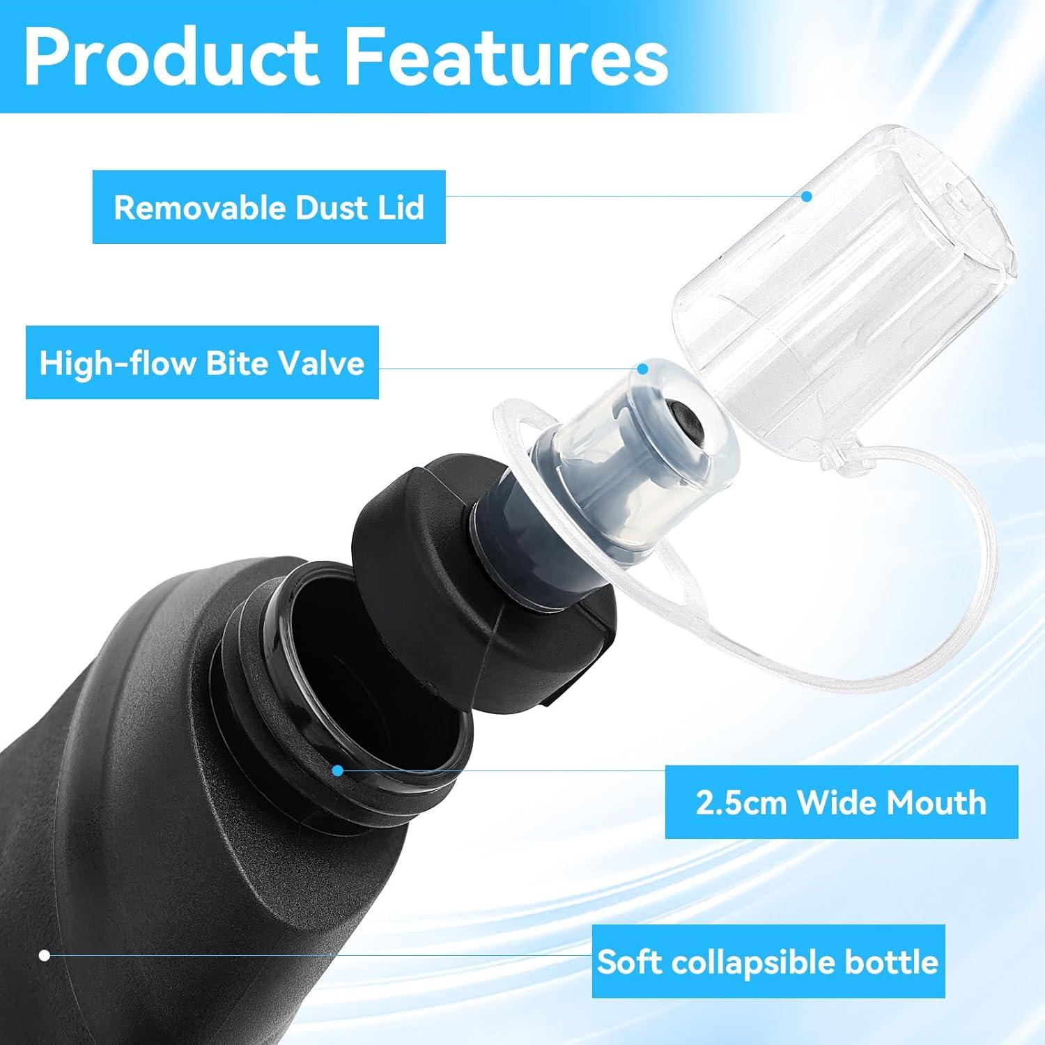 Botella de Agua Colapsable FR 150ml Negra para Correr