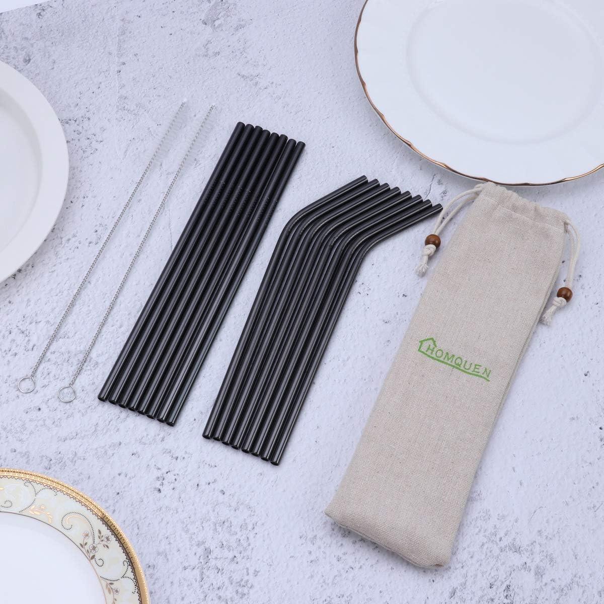Juego de 18 Pajitas Reutilizables HOMQUEN de Acero Inoxidable Negro