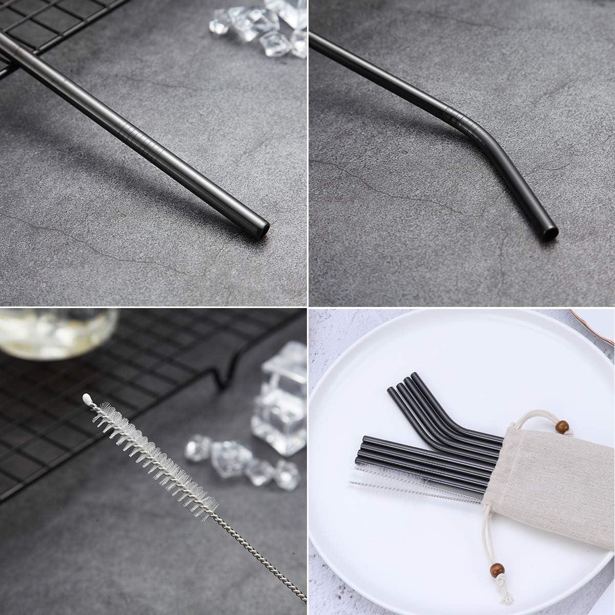 Juego de 18 Pajitas Reutilizables HOMQUEN de Acero Inoxidable Negro