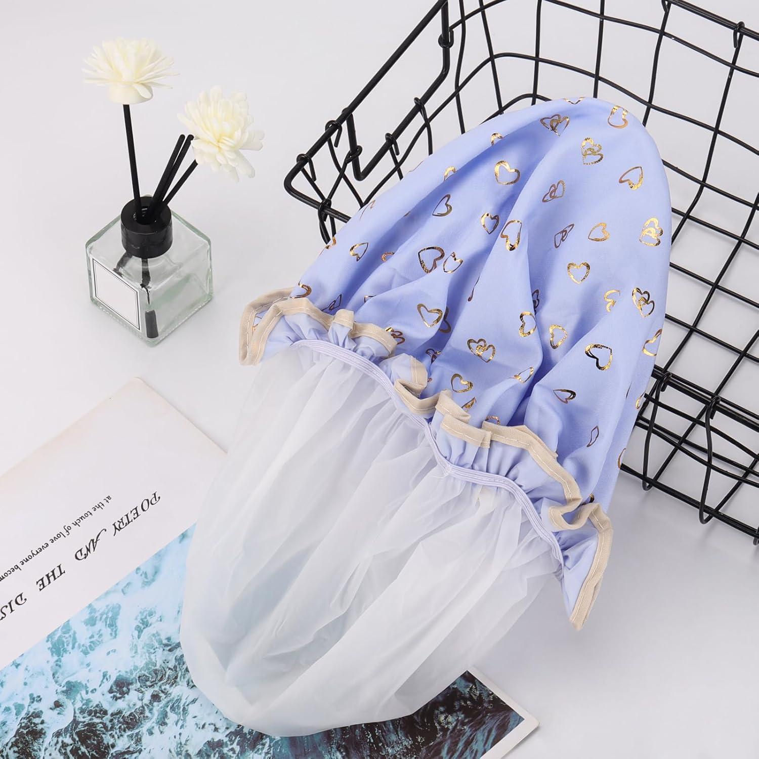 Gorras de Ducha Reutilizables Tbestmax - 4 Pcs Patrón Pájaro