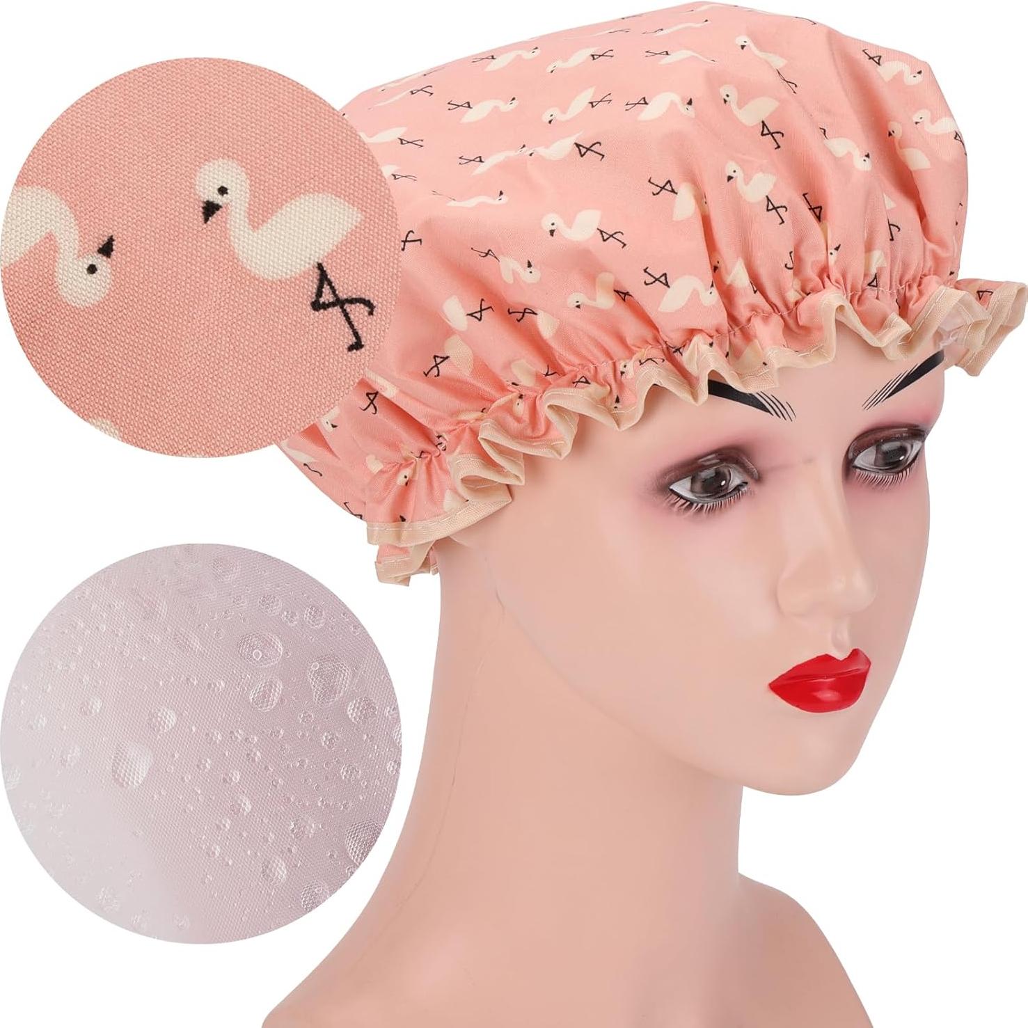 Gorras de Ducha Reutilizables Tbestmax - 4 Pcs Patrón Pájaro