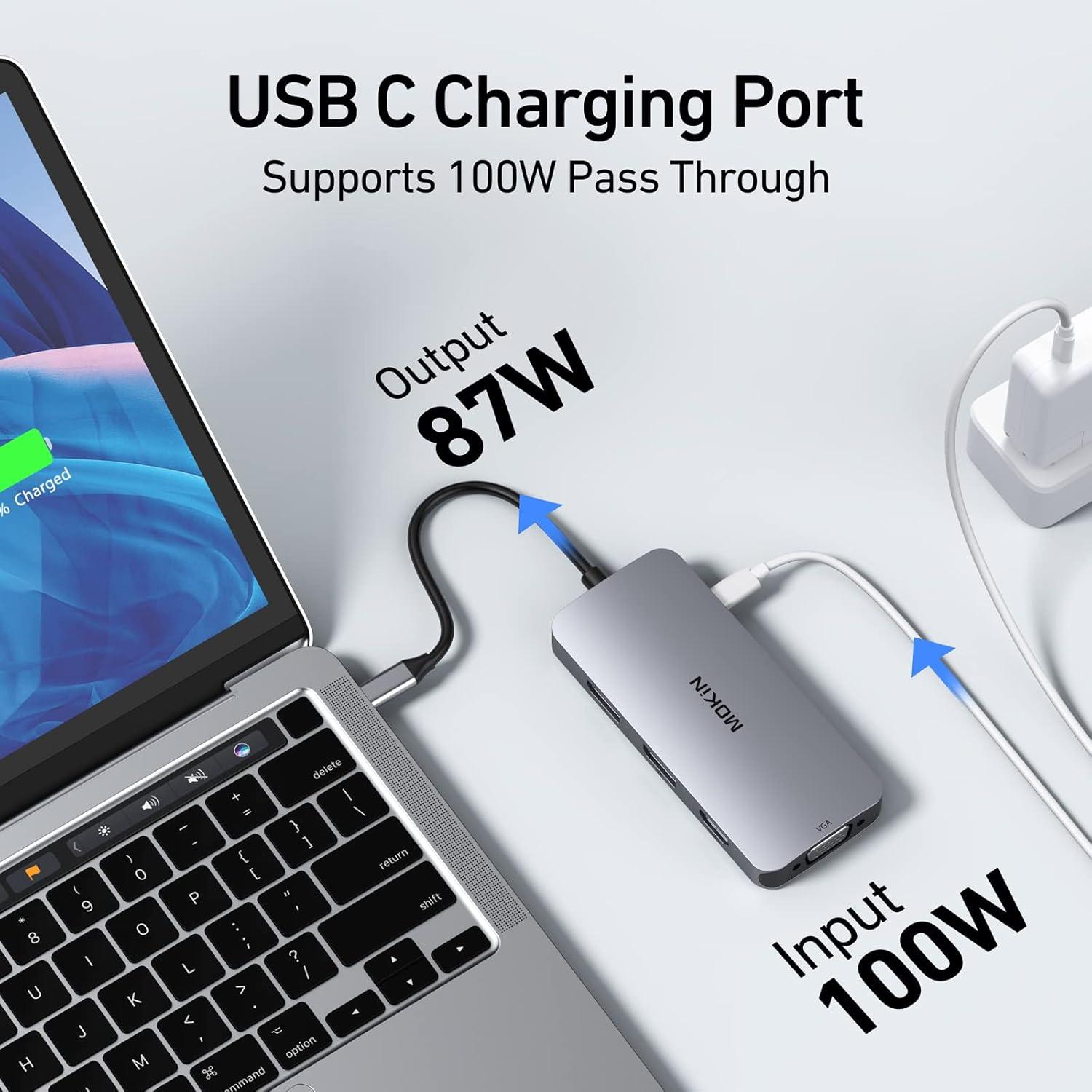Hub USB C 8 en 1 C-Smartlink Doble DisplayPort 4K