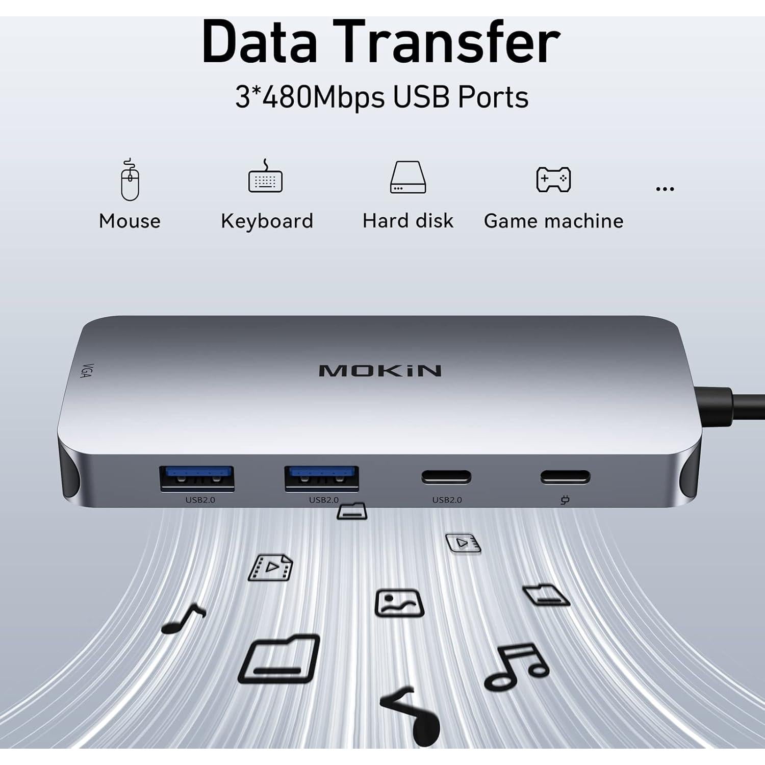 Hub USB C 8 en 1 C-Smartlink Doble DisplayPort 4K