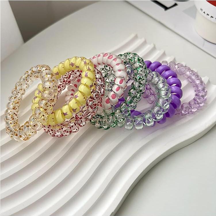 Tiras de Cabello Espirales Chuchu, 6pcs Multicolores 5cm