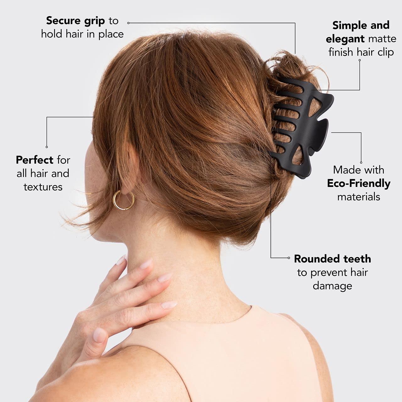 Clip de Garra Grande Kitsch para Cabello Grueso - Negro, 1pc