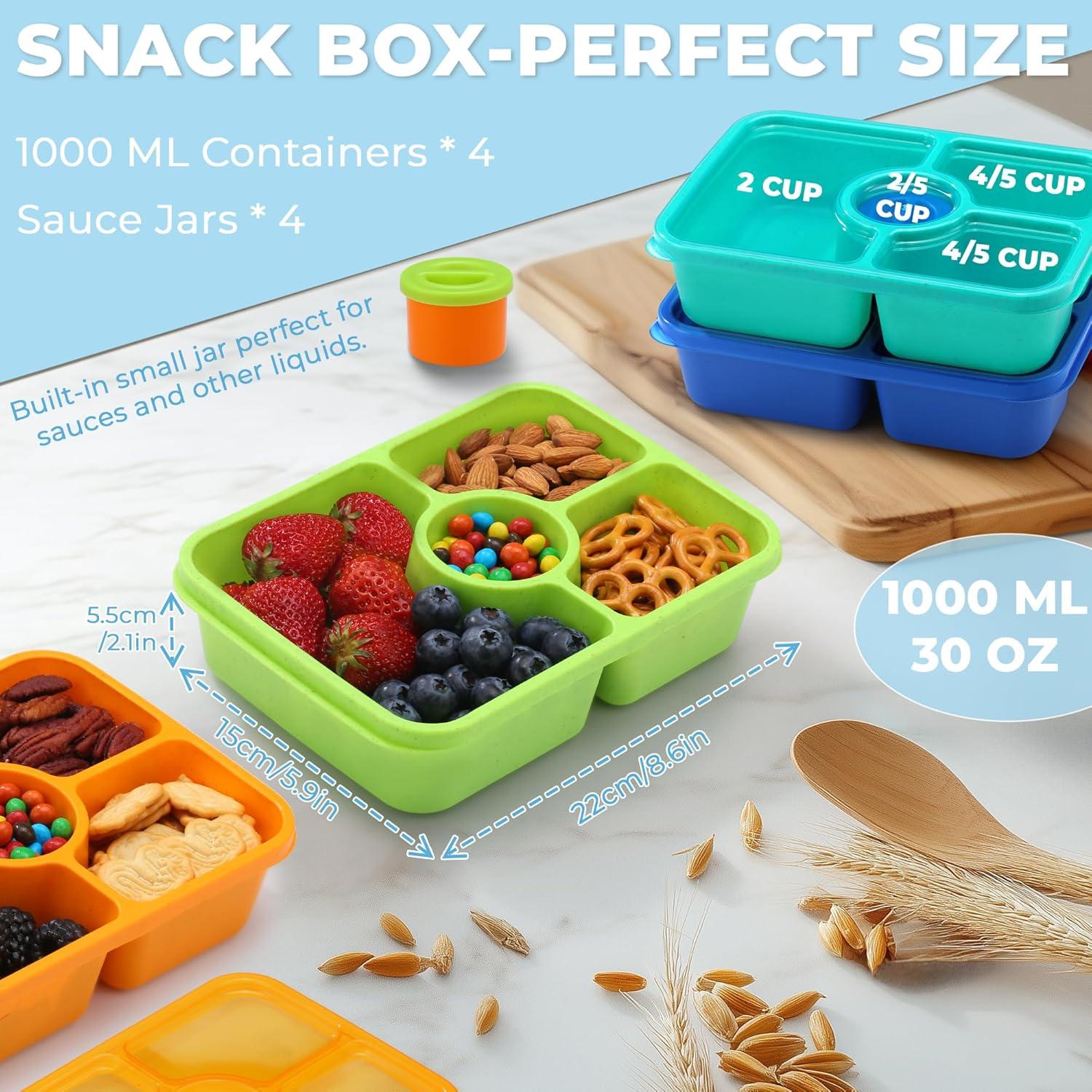 Juego de 4 Contenedores Bento GadgBlizza 1000 ml Apilables