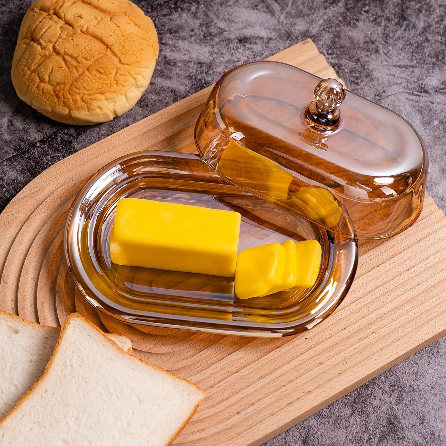 Plato de Mantequilla de Vidrio QIANCHANG Ovalado Champagne 19cm