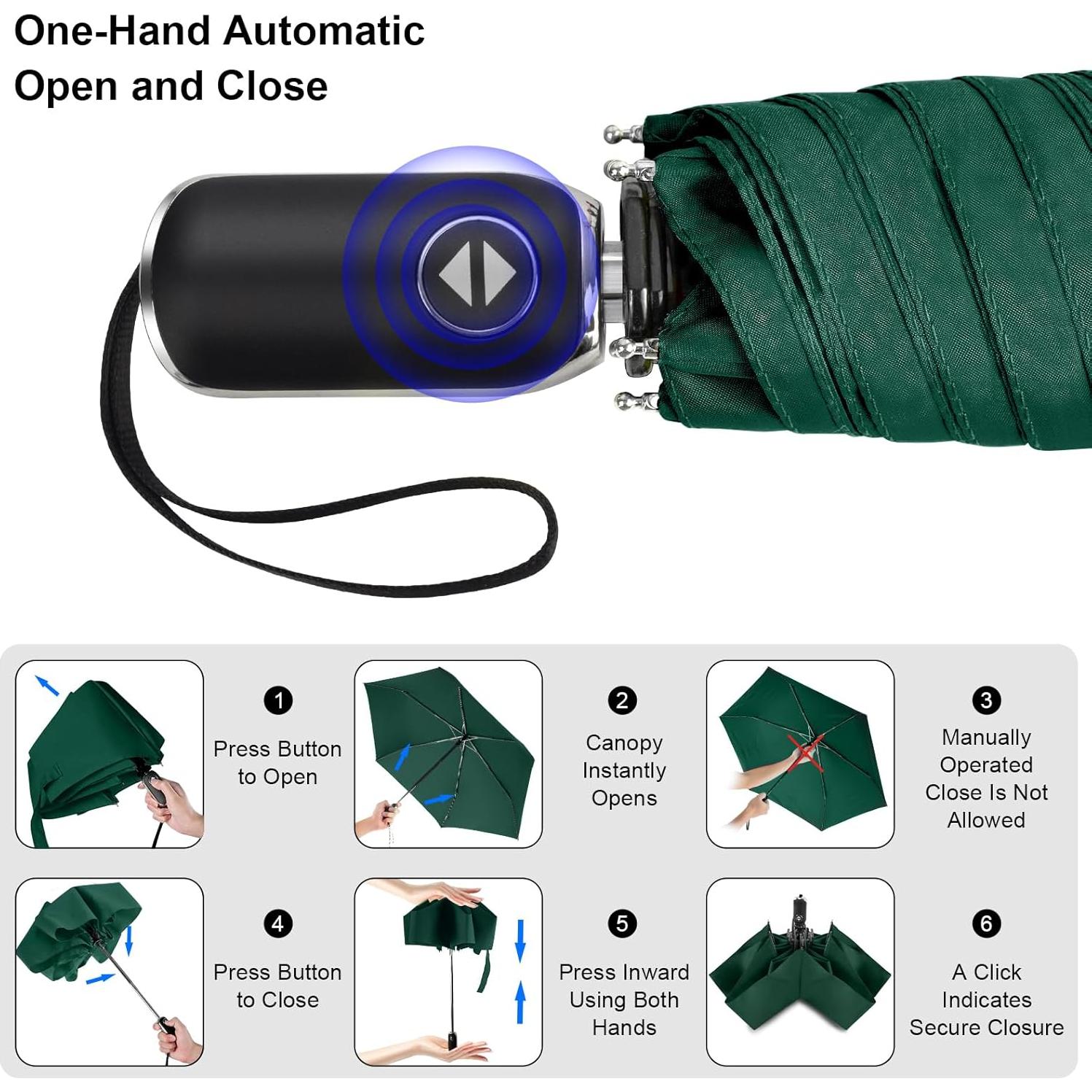 Paraguas Compacto LEAGERA Mini Plegable Impermeable 42cm