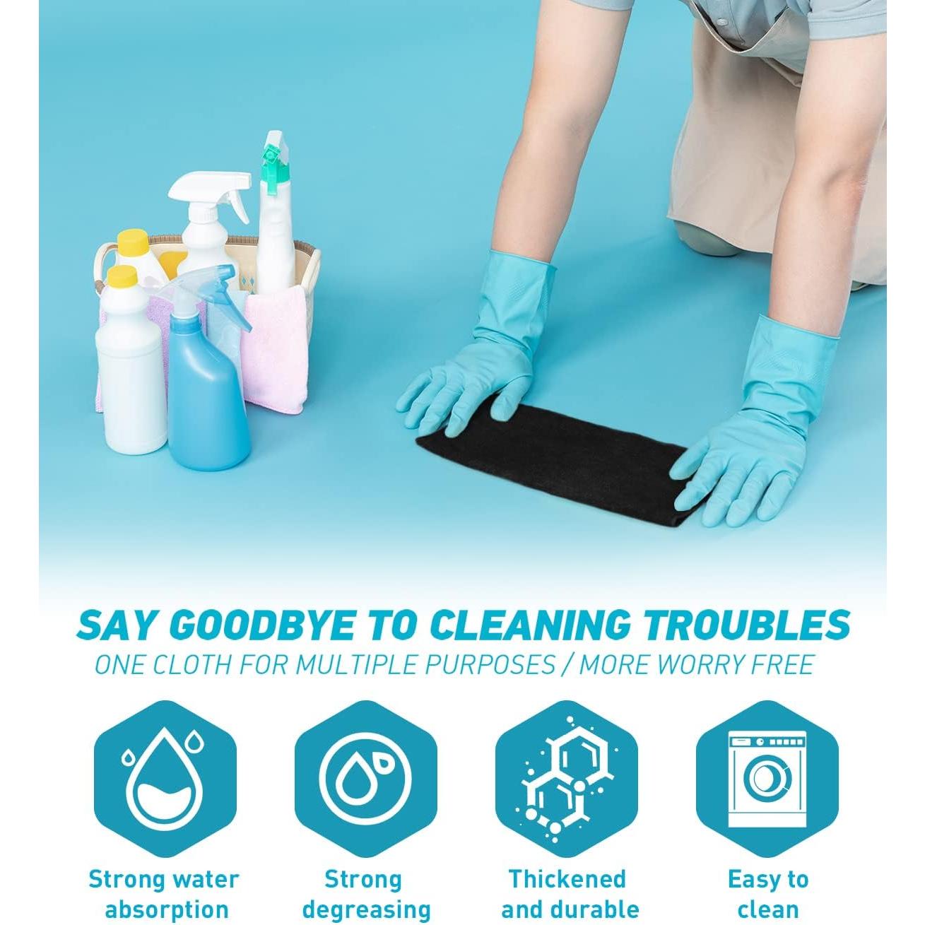 Paño de limpieza de microfibra WEAWE 50 Pcs 33x33 cm Negro