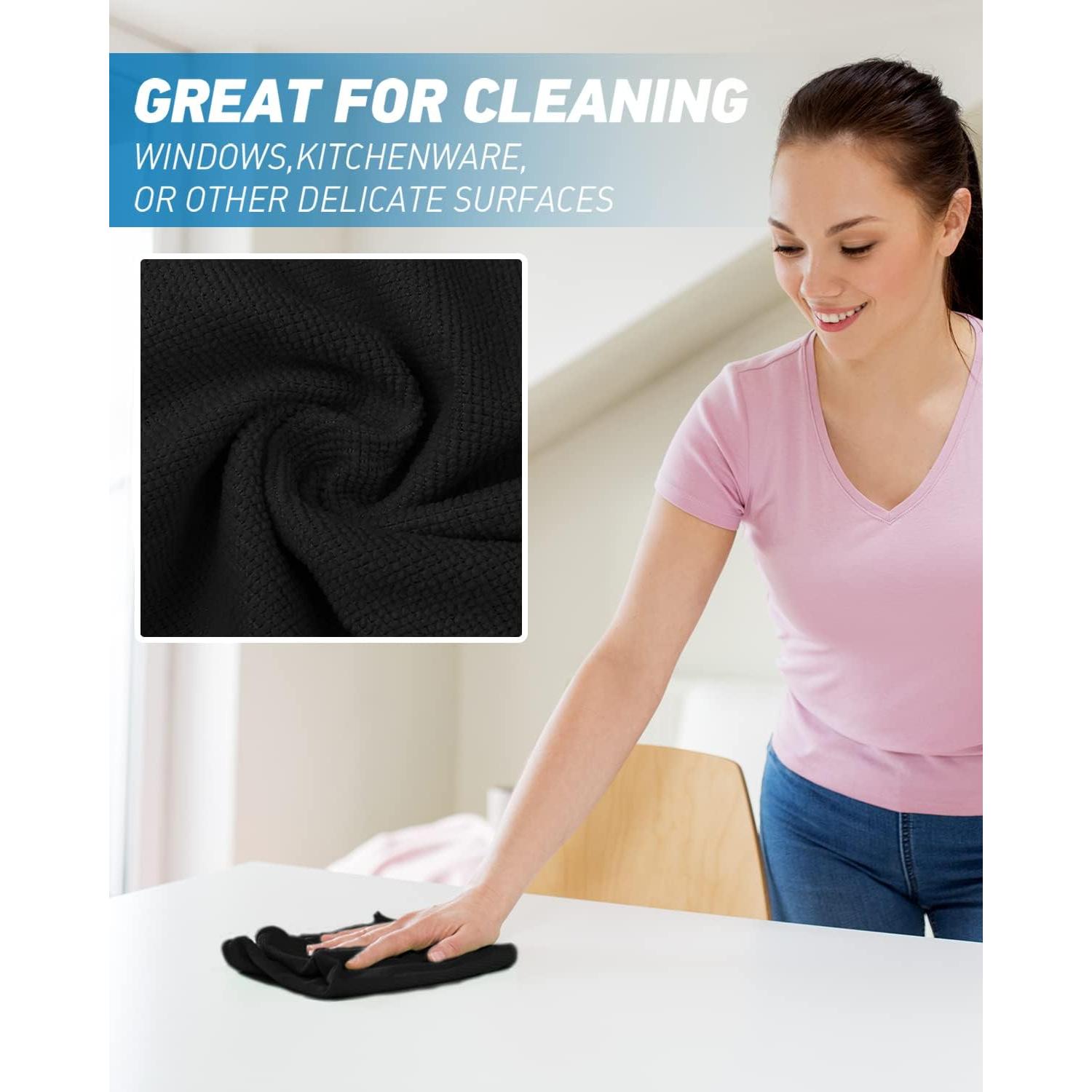 Paño de limpieza de microfibra WEAWE 50 Pcs 33x33 cm Negro