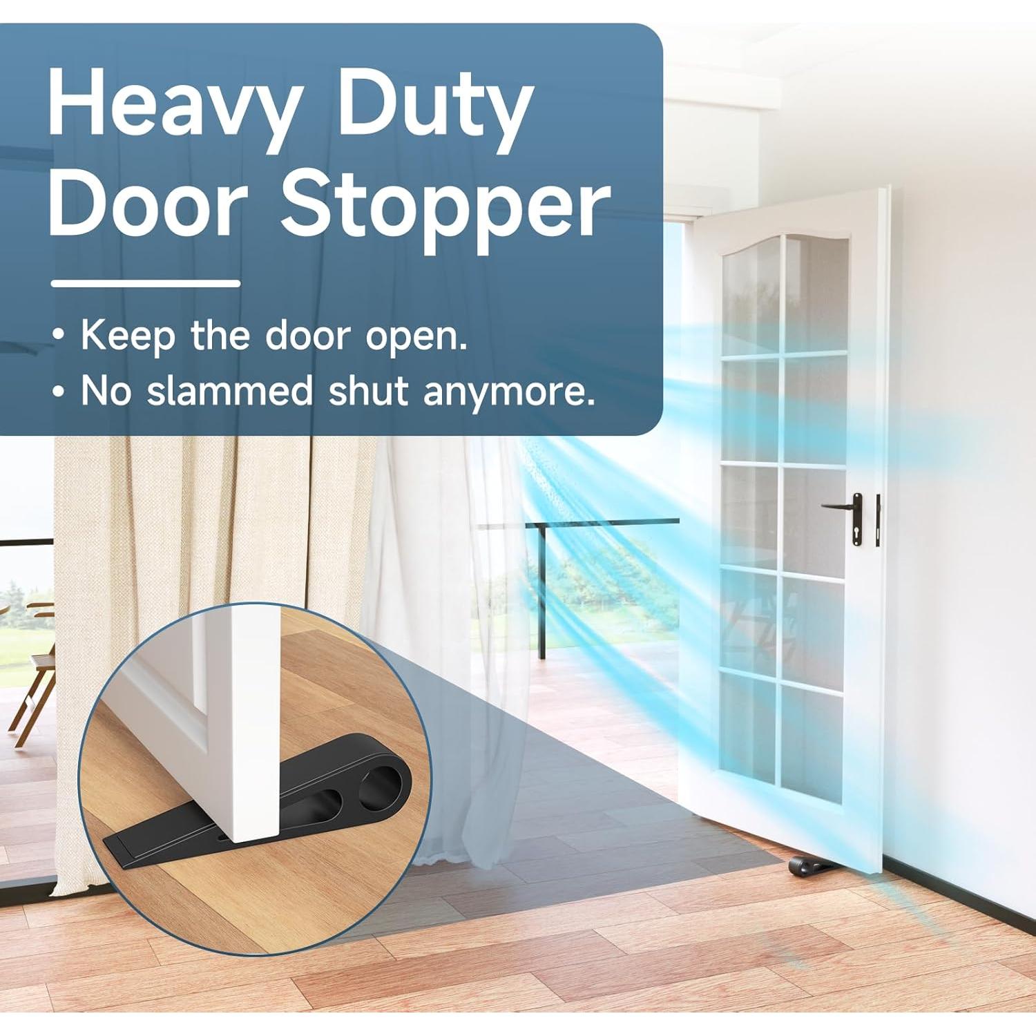 Tope de puerta Urgeeo de aluminio y goma antideslizante negro