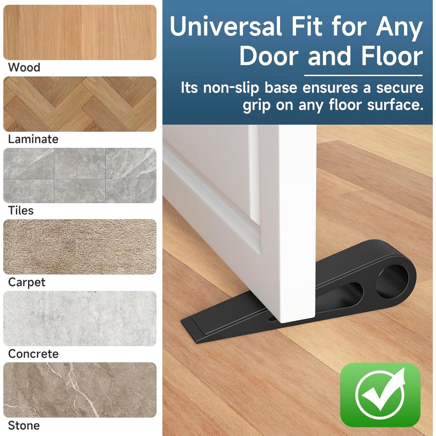 Tope de puerta Urgeeo de aluminio y goma antideslizante negro