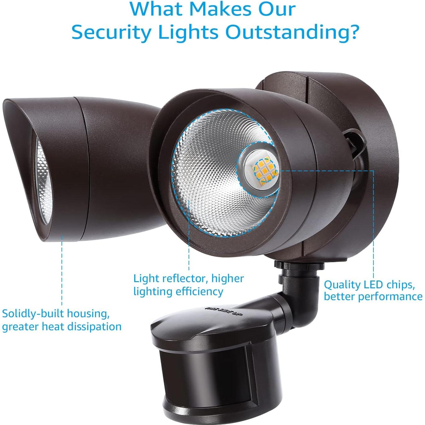 Luz de Inundación LED LEONLITE con Sensor de Movimiento 1400lm