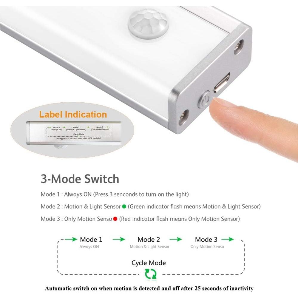 Luz LED Recargable DESUNLUX 20cm con Sensor de Movimiento 2 Pzs