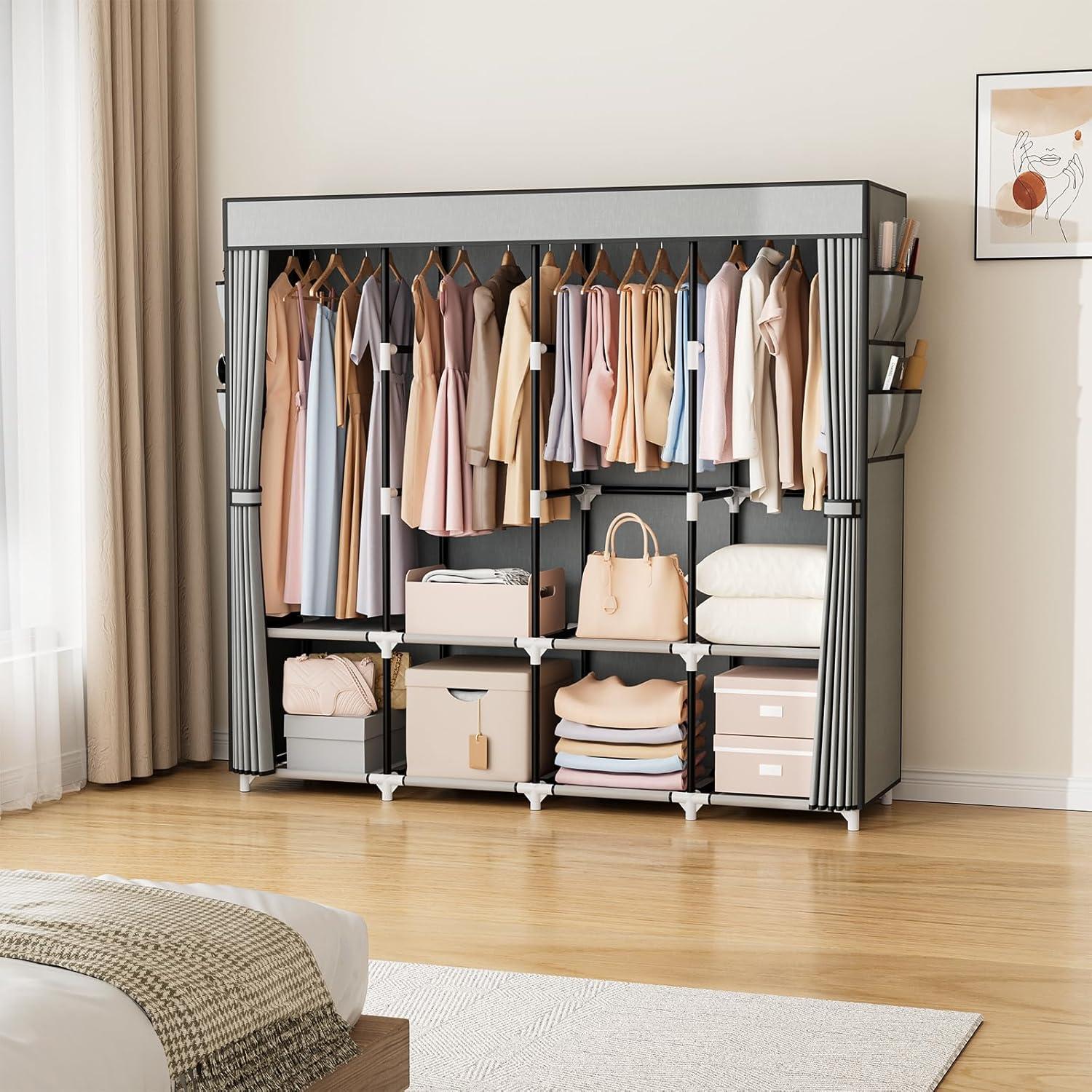 Armario Portátil VTRIN 169.6x45x166.8cm Gris con Cubierta