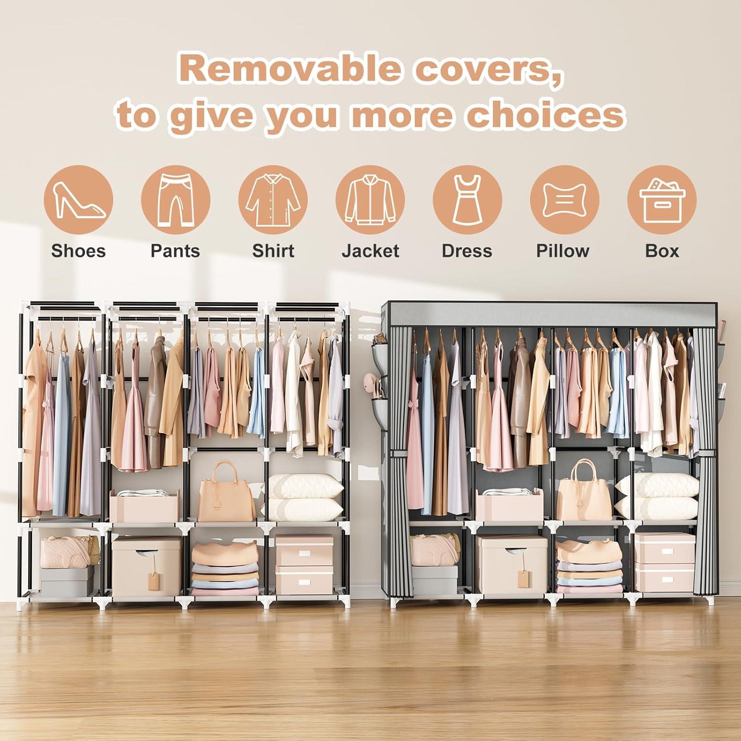 Armario Portátil VTRIN 169.6x45x166.8cm Gris con Cubierta