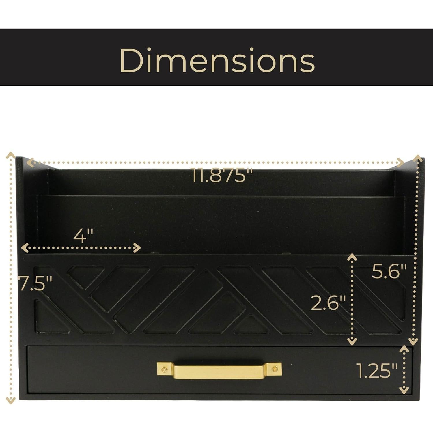 Organizador de Correspondencia BLU MONACO Negro con Cajón