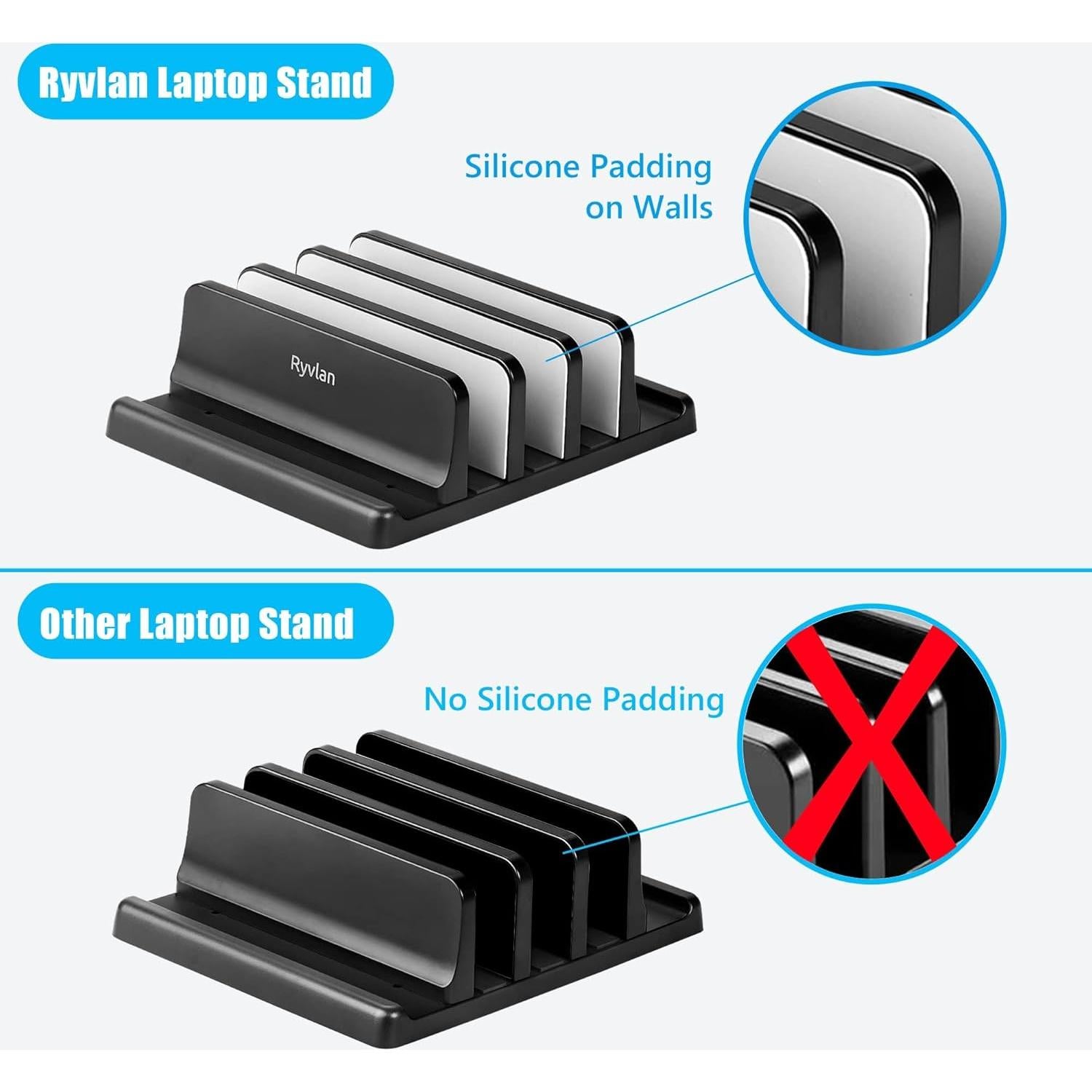 Soporte Vertical para Laptop Ryvlan 3 Ranuras Ajustable